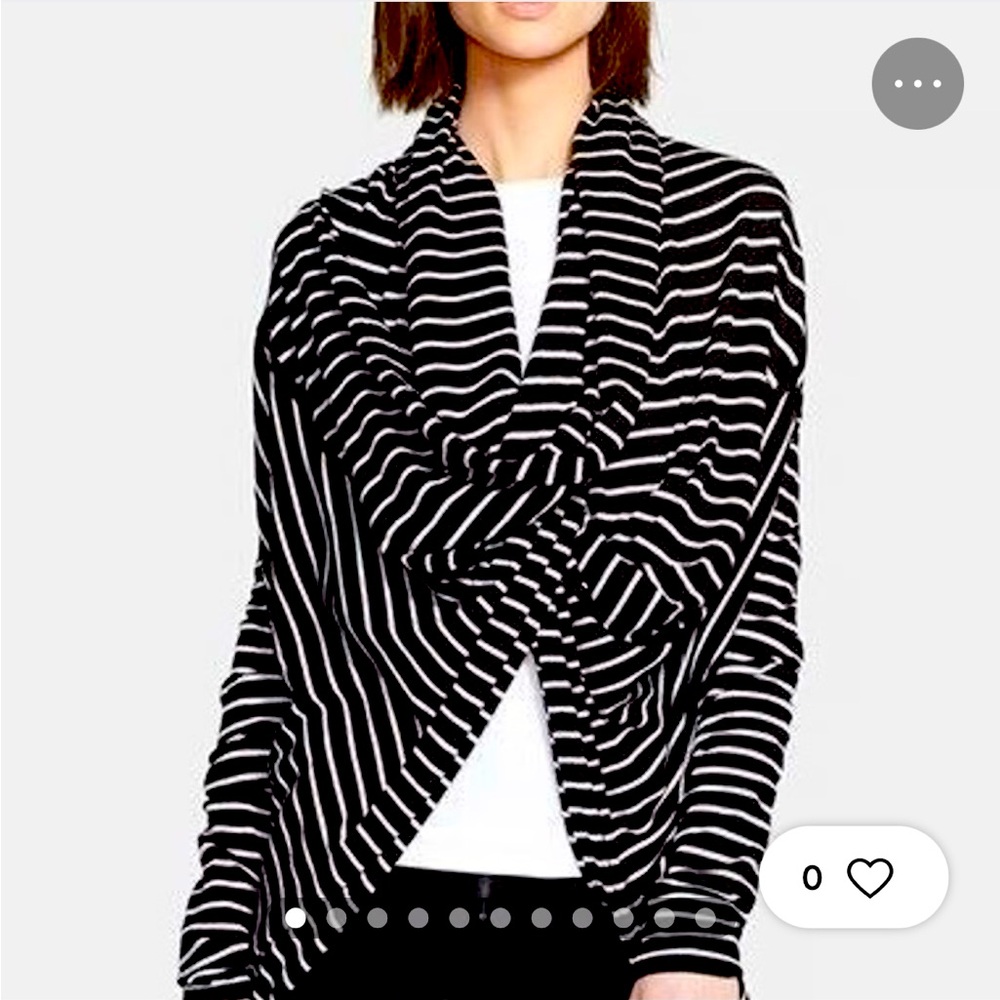 Alice + Olivia Black and White Striped Soft Wool Draped Infiniti Sweater S NWOT